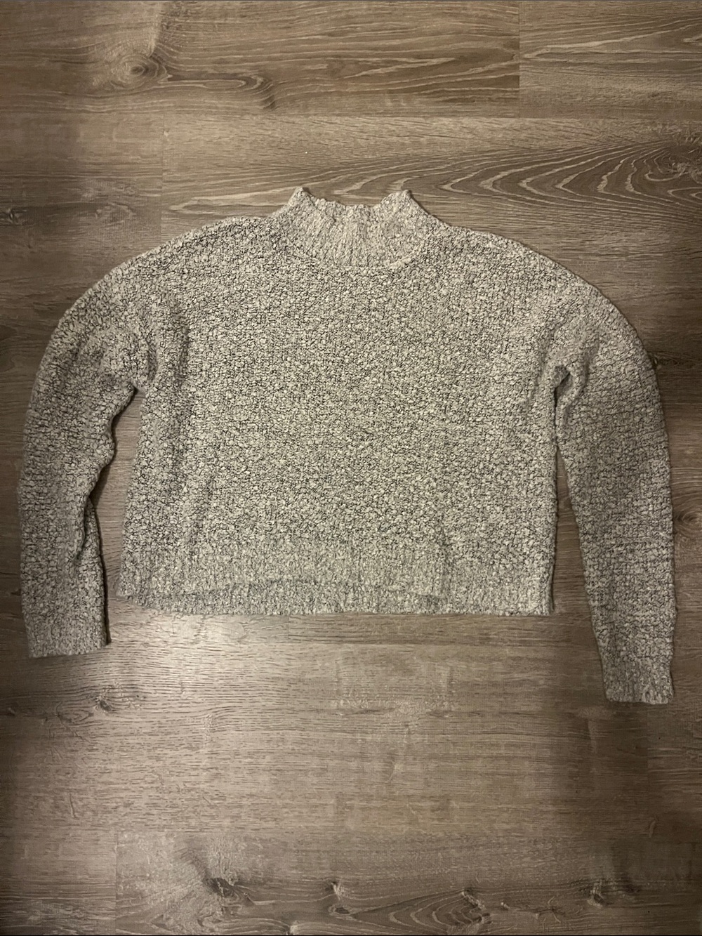 Gray Cropped Mock Neck Sweater